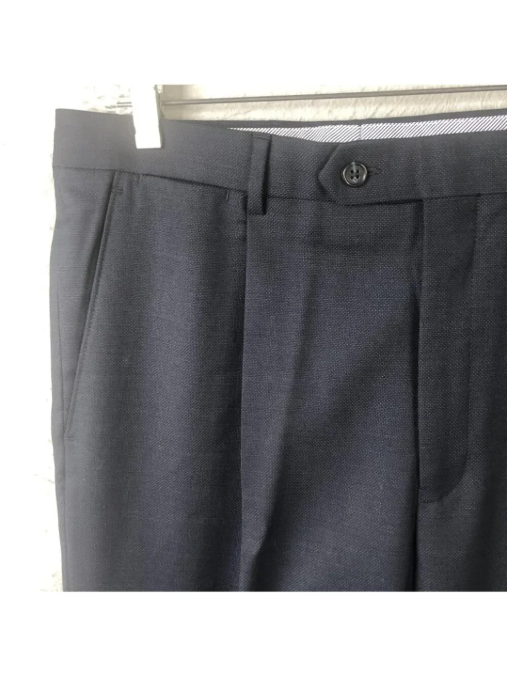 Hart Schaffner Marx Pants Mens 35 Blue Wool Performance Traveler Chicago Fit - Picture 14 of 15